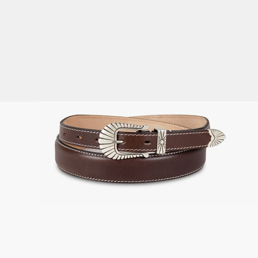 CHEYENNE Dark Brown Vegetable Tanned Leather Belt