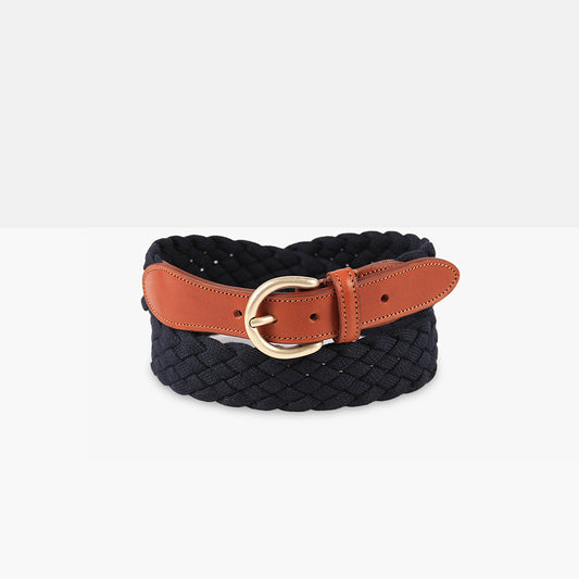 CAMARGUE Navy Cotton and Leather Belt